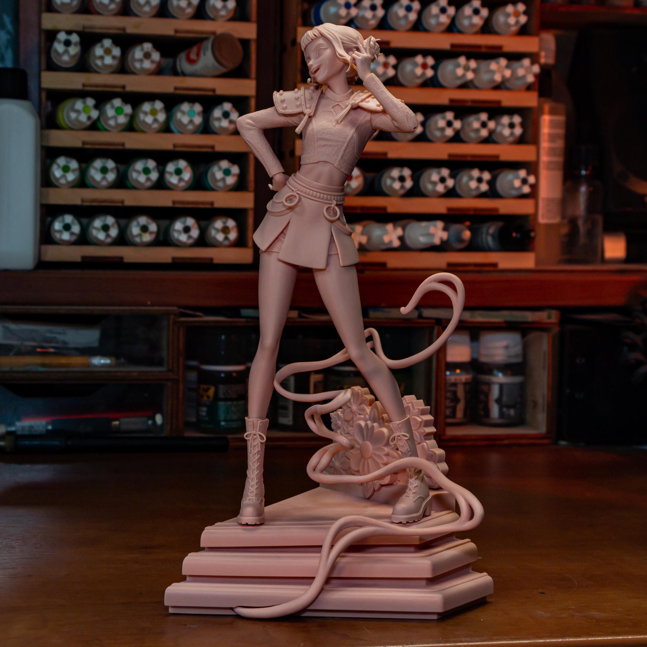 Kpop Spirit Hunter Zoey Resin Statue: Hand-Painted Fan Art Huntrix Kpop Collectible