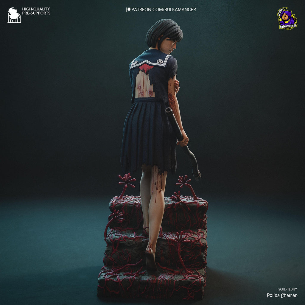 Hinako Resin Statue: Silent Hill Inspired Horror Figure, Hand-Painted Diorama