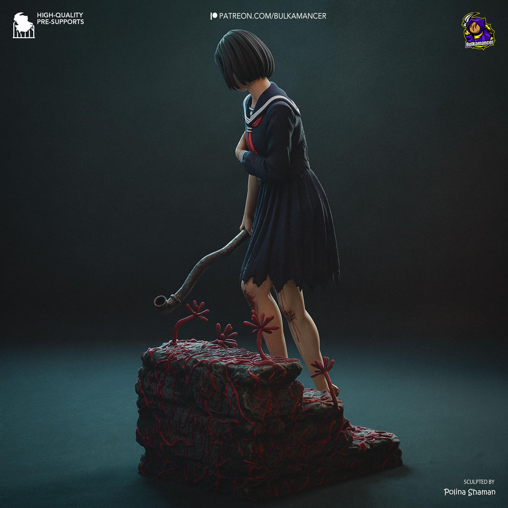 Hinako Resin Statue: Silent Hill Inspired Horror Figure, Hand-Painted Diorama