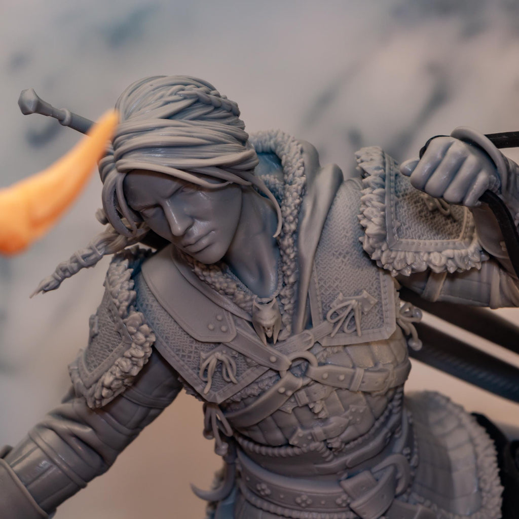 Ciri vs Manticore Diorama: Hand-Painted Resin Witcher Statue
