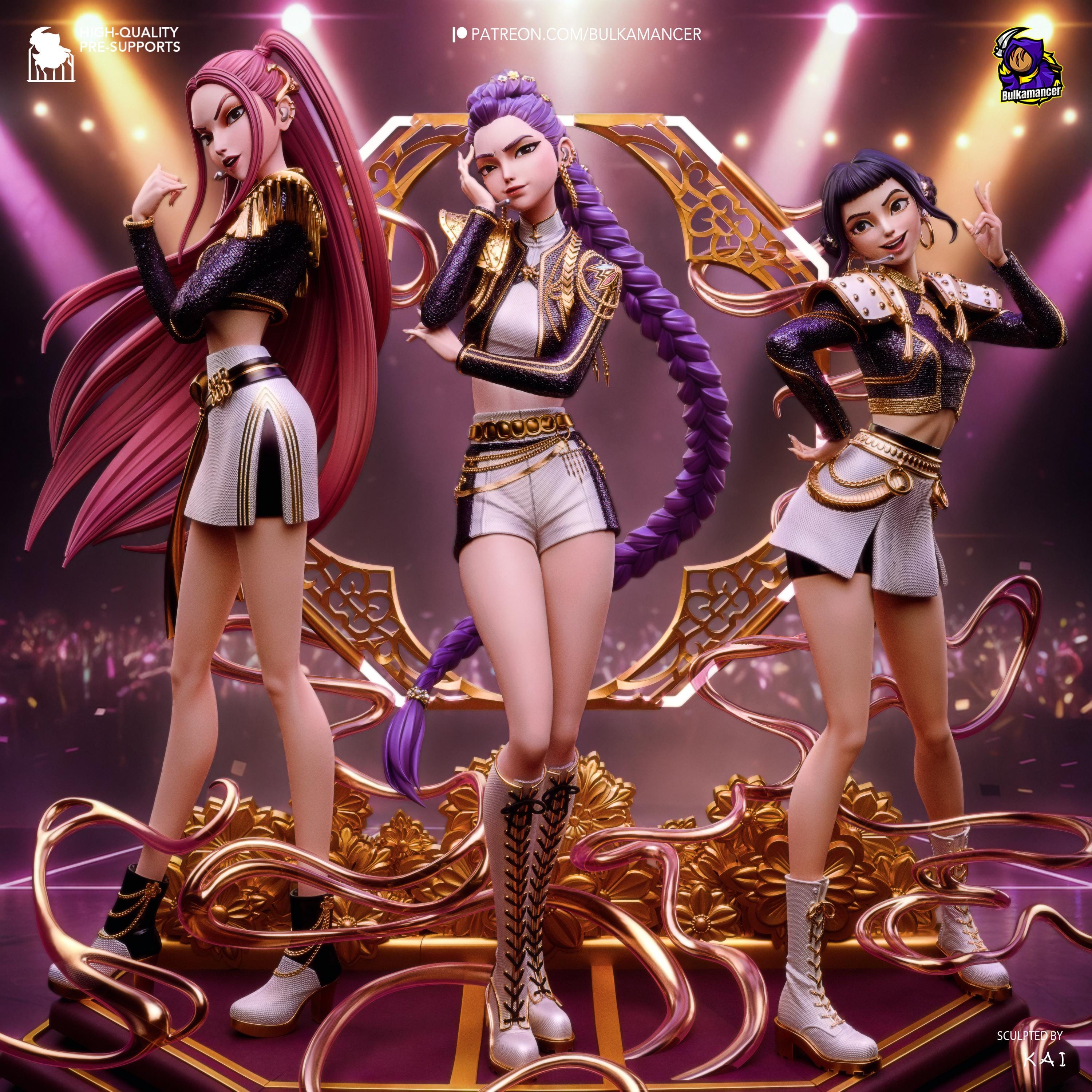 K-Pop Idol Diorama: Hand-Painted Resin Statue Set - Rumi, Zoey, Mira