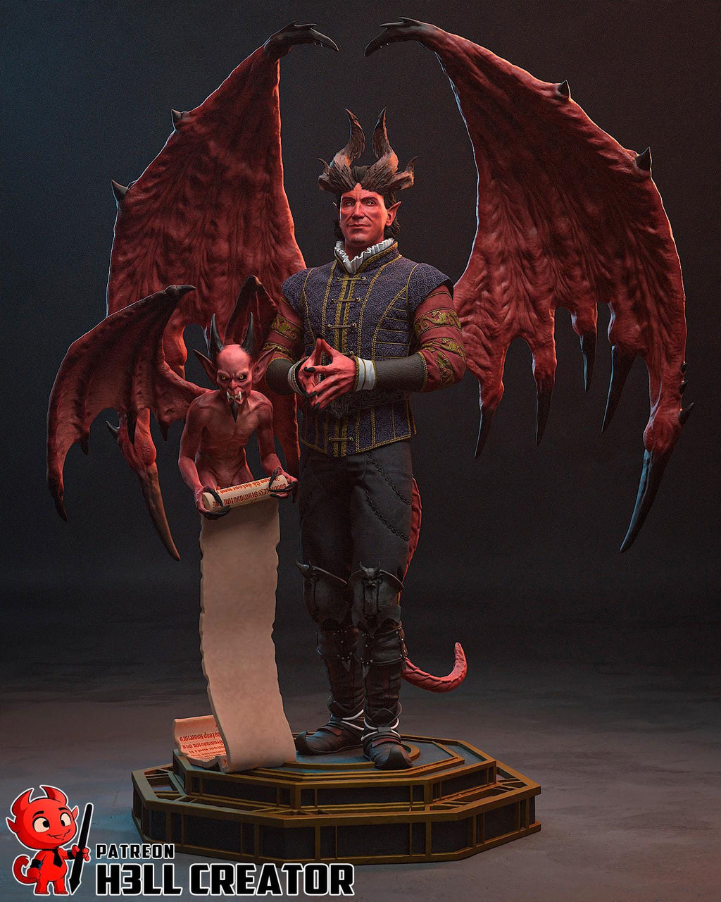 Raphael Statue: Hand-Painted Devil Lord Collectible - Baldur's Gate Inspired