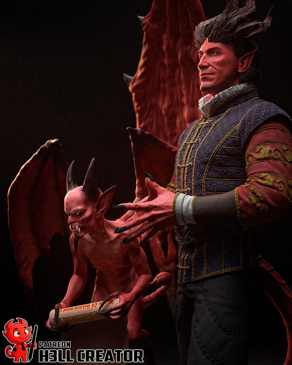 Raphael Statue: Hand-Painted Devil Lord Collectible - Baldur's Gate Inspired