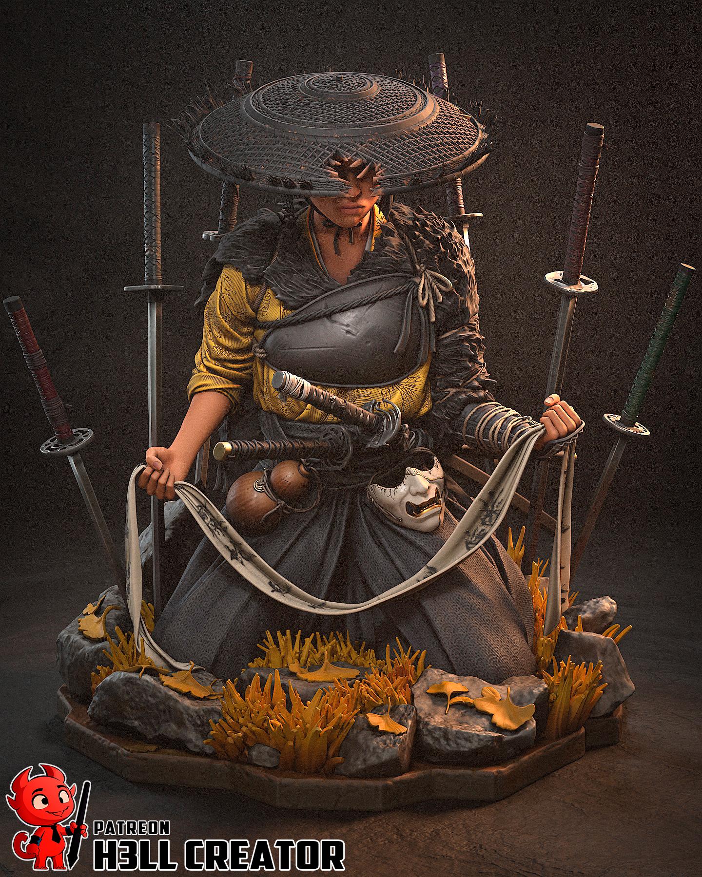 Hand-Painted Atsu Inspired - Resin Samurai Statue - Limited Edition Japanese Warrior Collectible