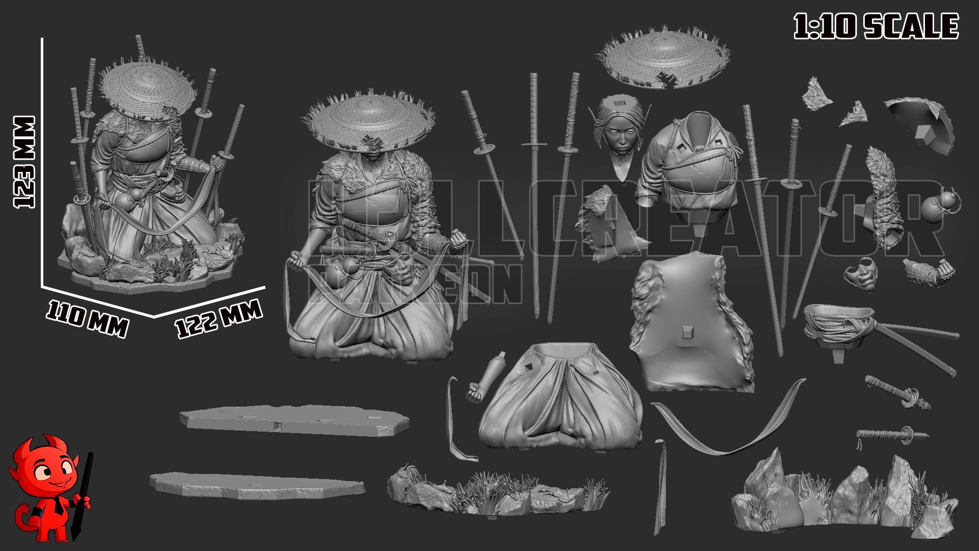 Hand-Painted Atsu Inspired - Resin Samurai Statue - Limited Edition Japanese Warrior Collectible