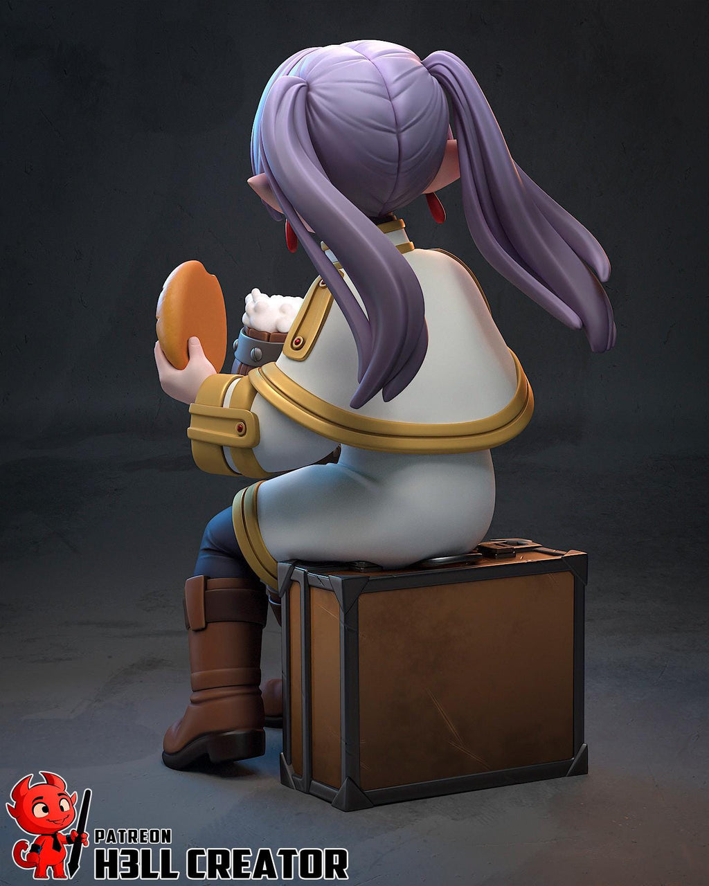 Frieren Inspired Chibi Elf Statue: Hand Painted Resin Collectible