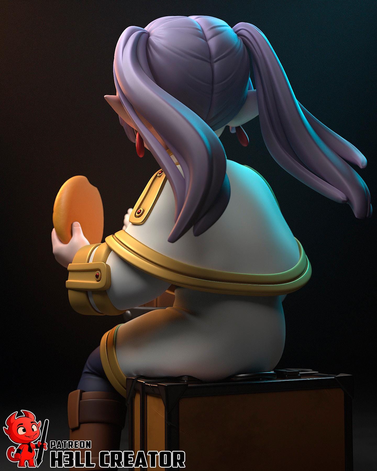 Frieren Inspired Chibi Elf Statue: Hand Painted Resin Collectible