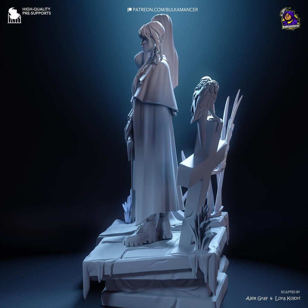 Morticia & Wednesday Diorama: Hand-Painted Gothic Resin Collectible