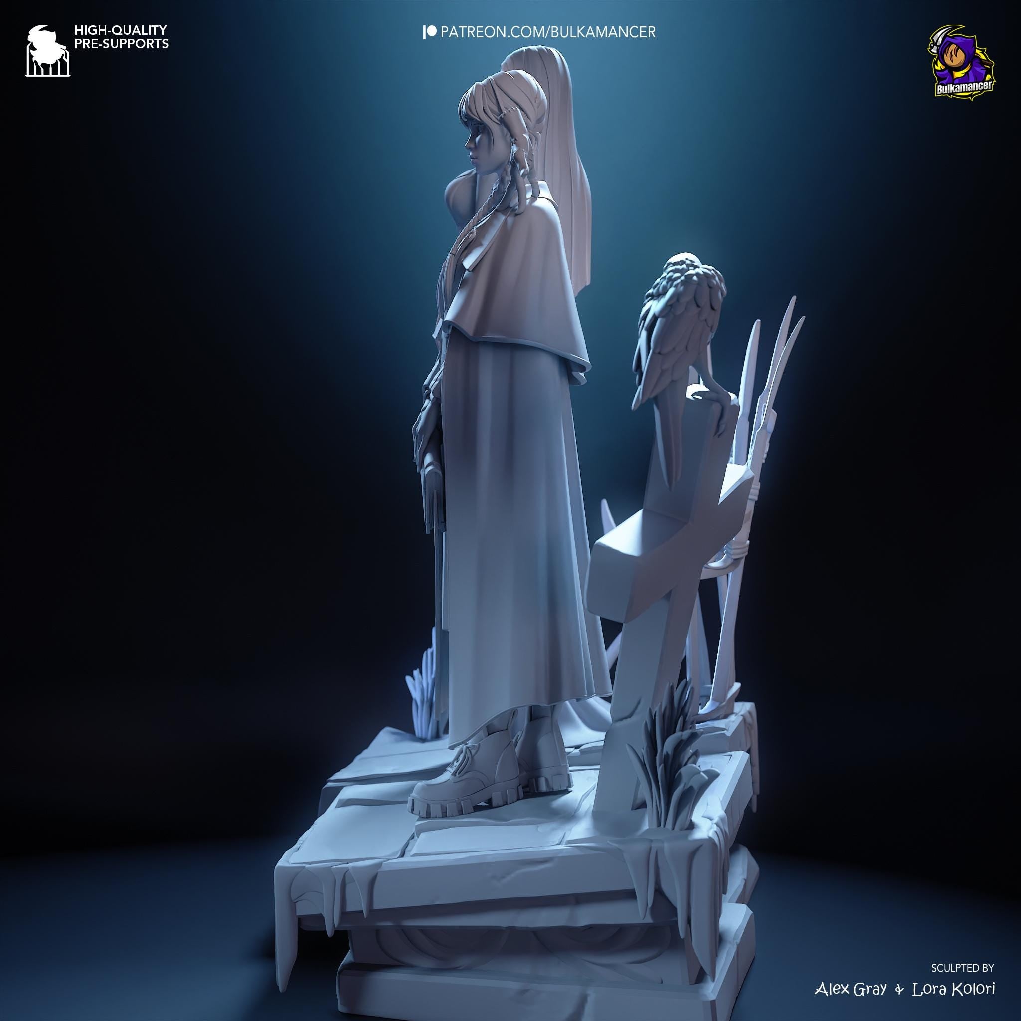 Morticia & Wednesday Diorama: Hand-Painted Gothic Resin Collectible