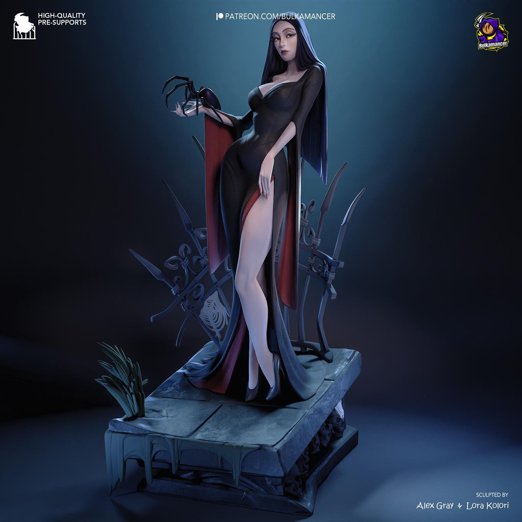Morticia & Wednesday Diorama: Hand-Painted Gothic Resin Collectible