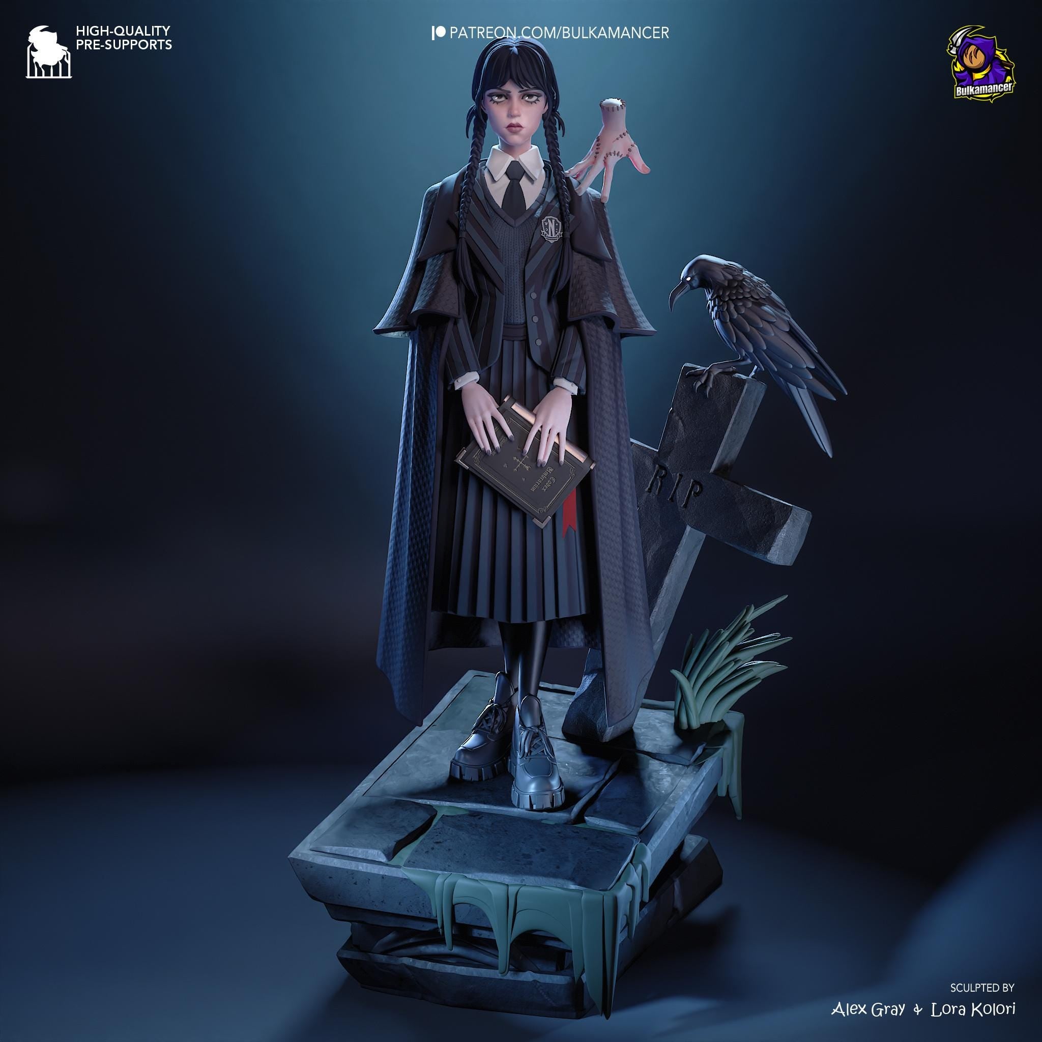 Morticia & Wednesday Diorama: Hand-Painted Gothic Resin Collectible