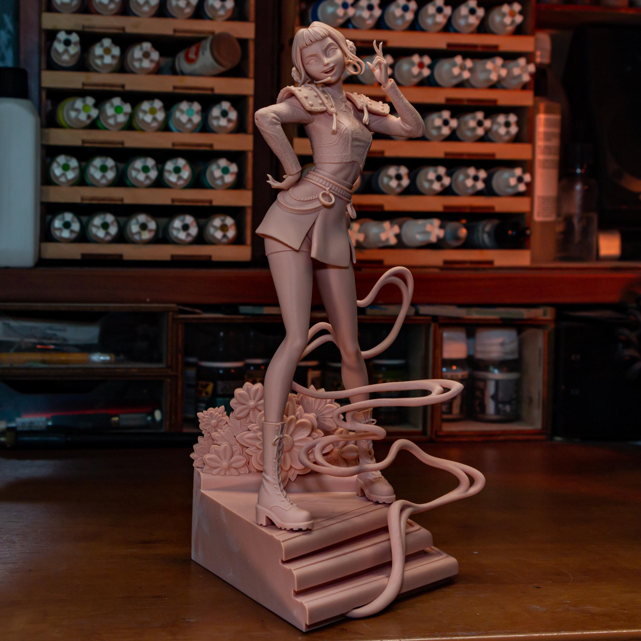 Kpop Spirit Hunter Zoey Resin Statue: Hand-Painted Fan Art Huntrix Kpop Collectible