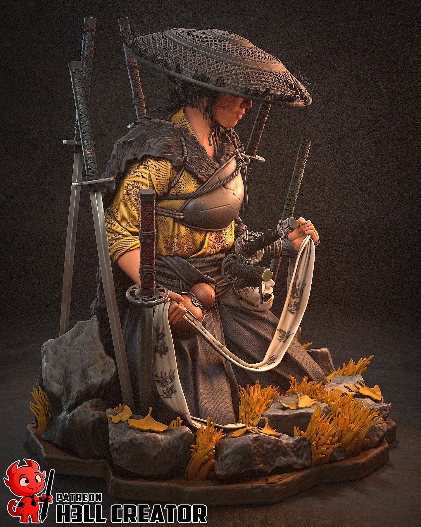 Hand-Painted Atsu Inspired - Resin Samurai Statue - Limited Edition Japanese Warrior Collectible