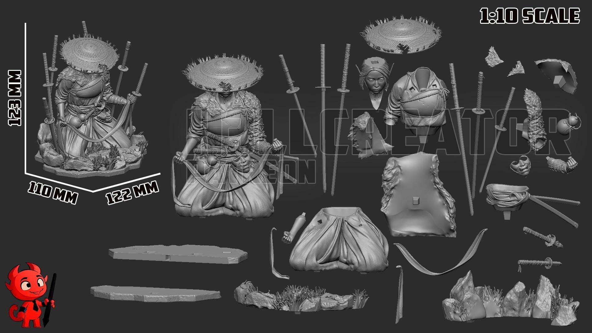 Hand-Painted Atsu Inspired - Resin Samurai Statue - Limited Edition Japanese Warrior Collectible