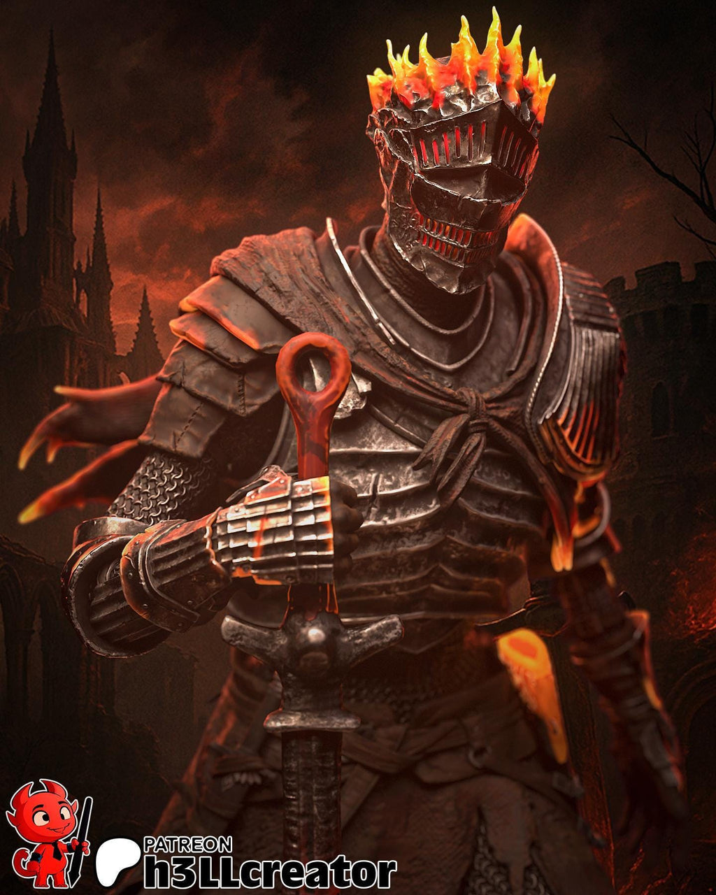 Soul of Cinder Statue: Hand-Painted Resin Knight - Dark Fantasy Collectible
