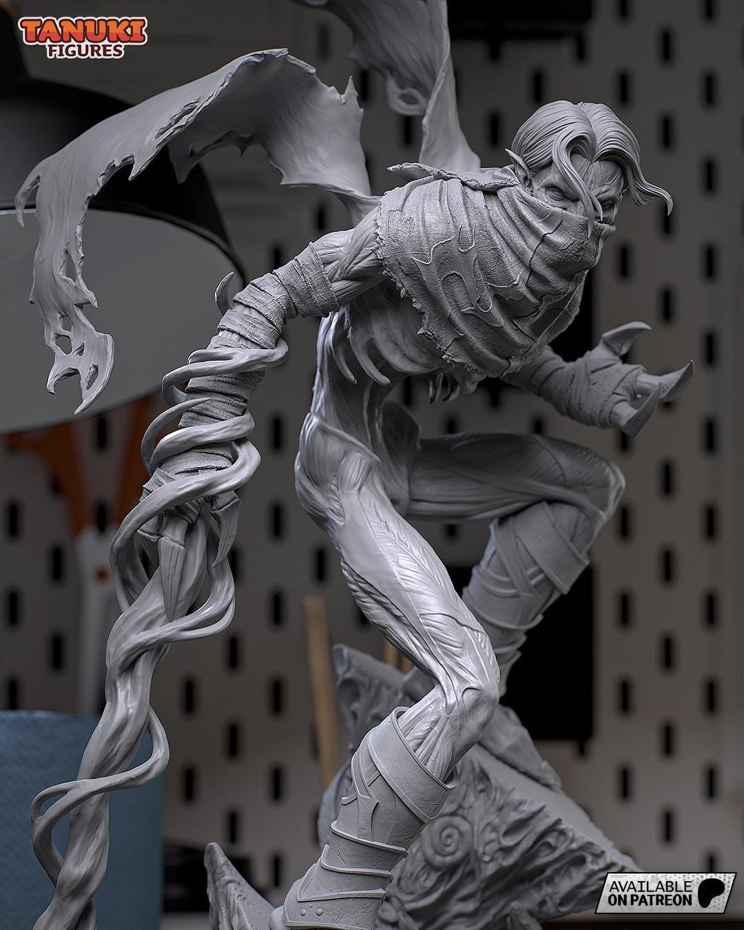 Estatua de figura 3D de Raziel / Figura de resina de fantasía oscura / Coleccionable hecho a mano pintado a mano