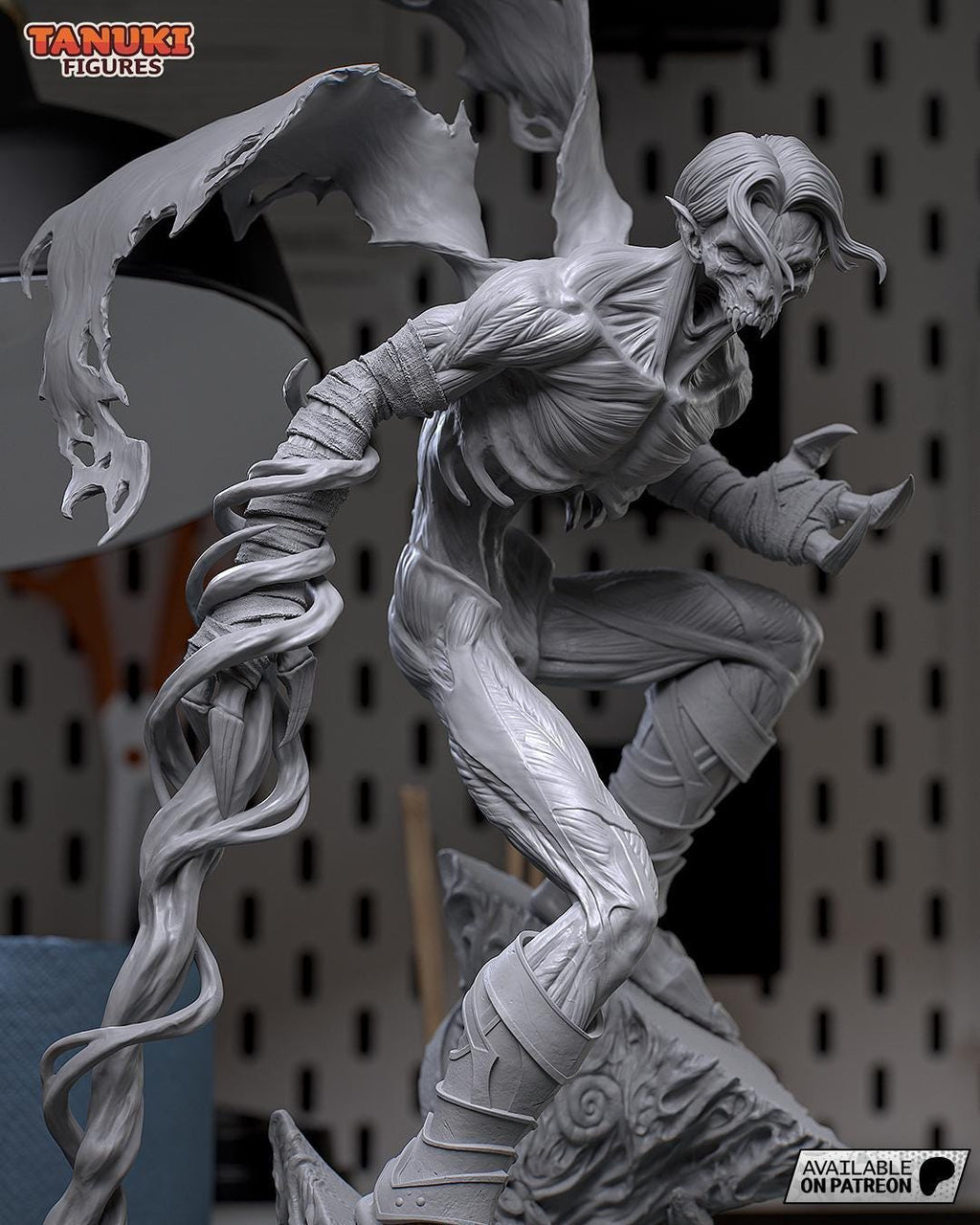 Estatua de figura 3D de Raziel / Figura de resina de fantasía oscura / Coleccionable hecho a mano pintado a mano