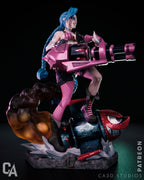 Hand-Painted 3D Printed Jinx Figurine: Collectible Fan Art