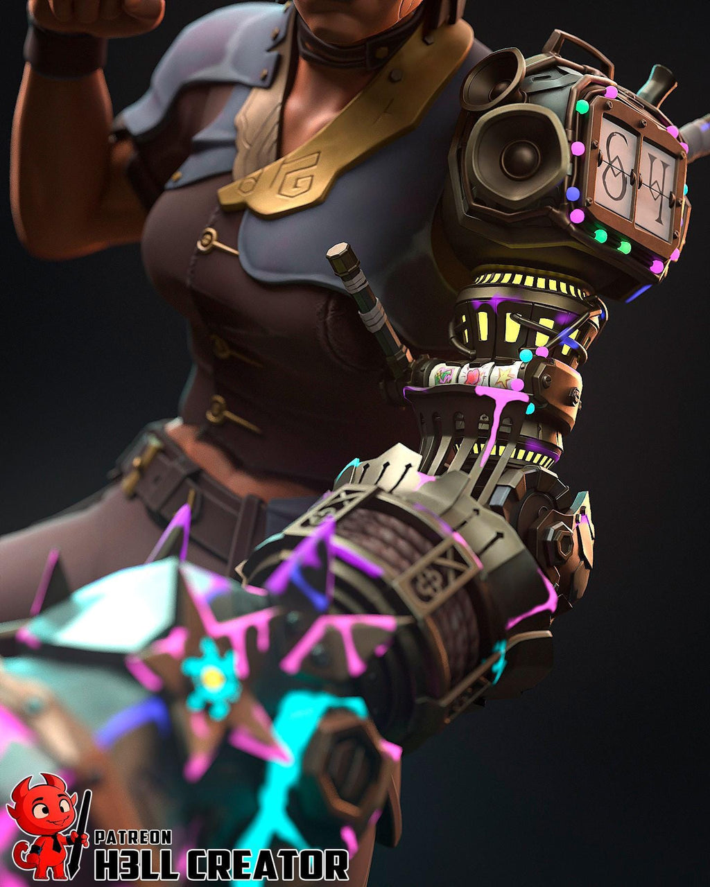 Estatua de Sevika hecha por fans / Figura coleccionable de resina inspirada en LoL / Figura de juego pintada o sin pintar