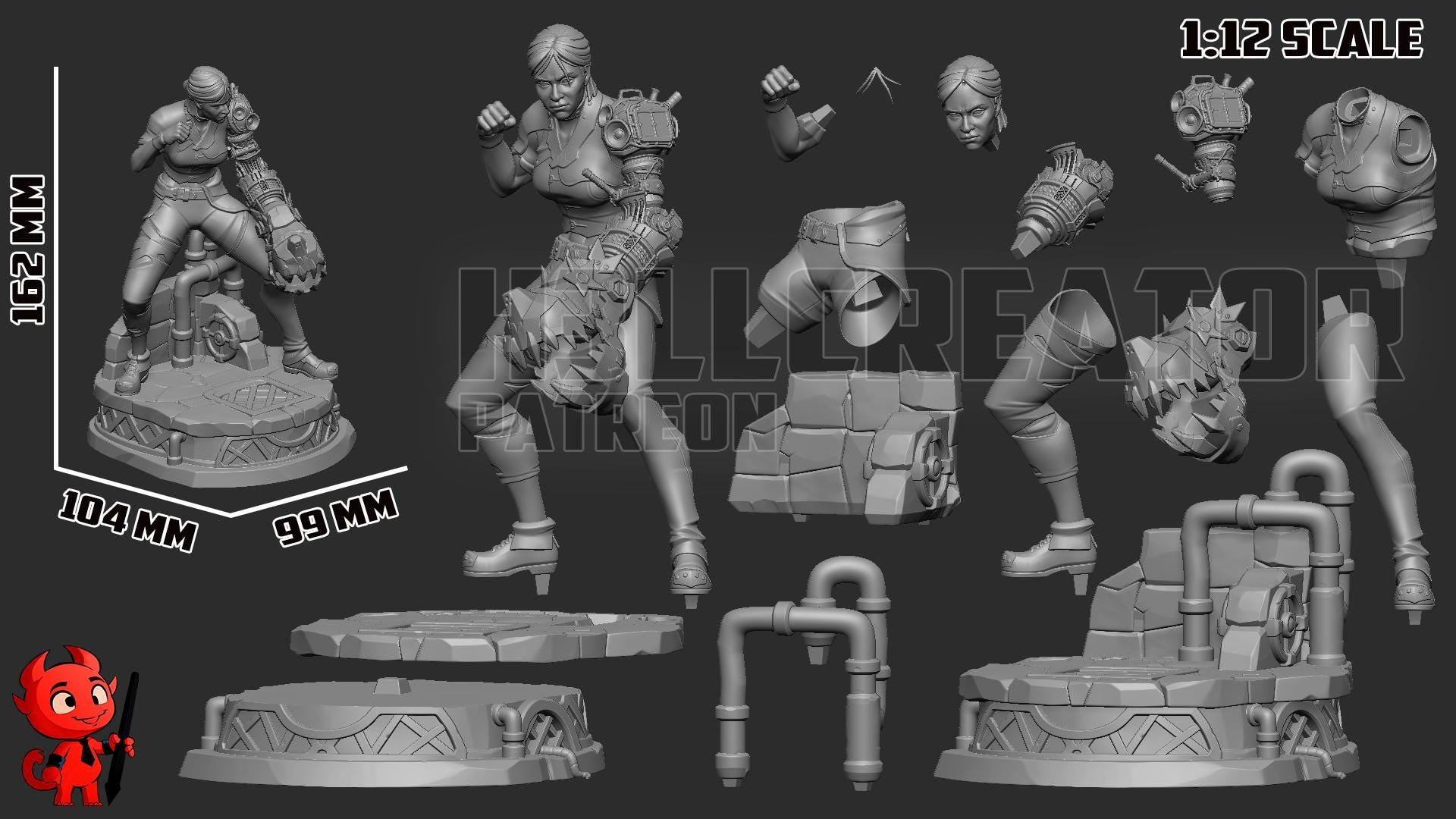 Estatua de Sevika hecha por fans / Figura coleccionable de resina inspirada en LoL / Figura de juego pintada o sin pintar