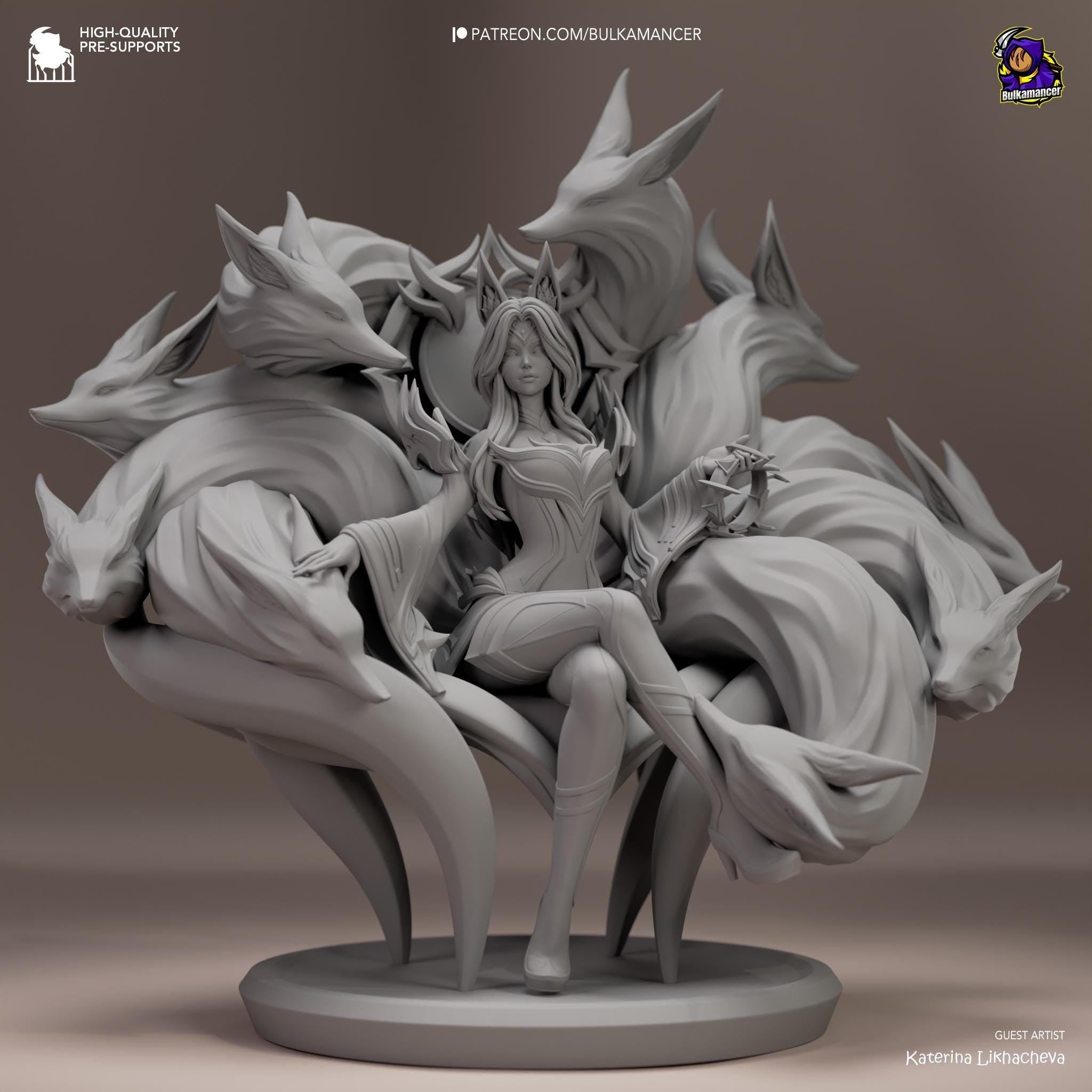 3D Printed Ahri Figurine: LoL  Fan Art, Game Collectible