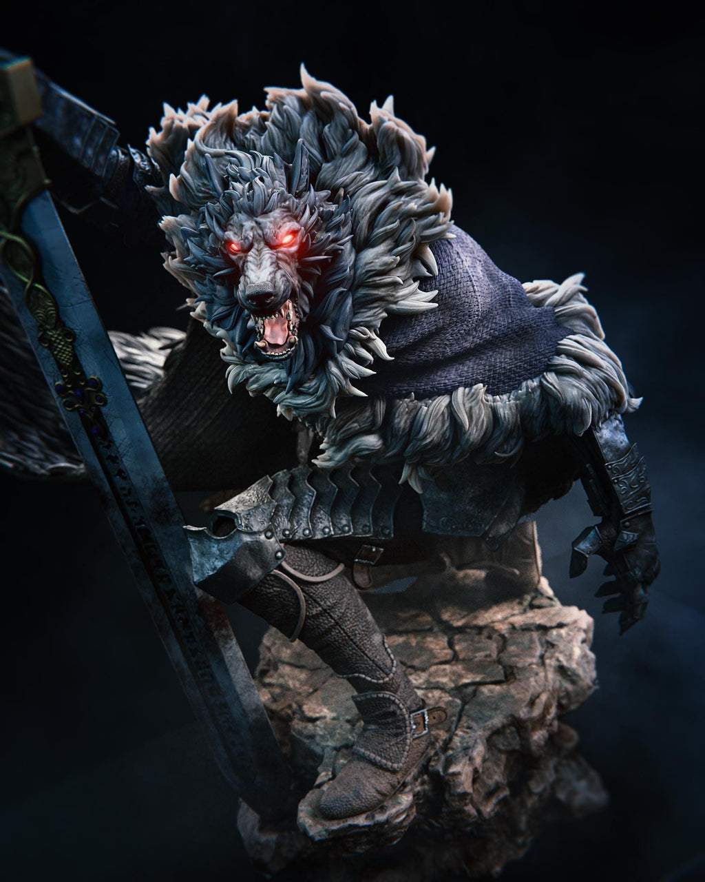 Blaidd the Half-Wolf Figurine: Elden Ring Resin Collectible - Hand-Painted or Unpainted