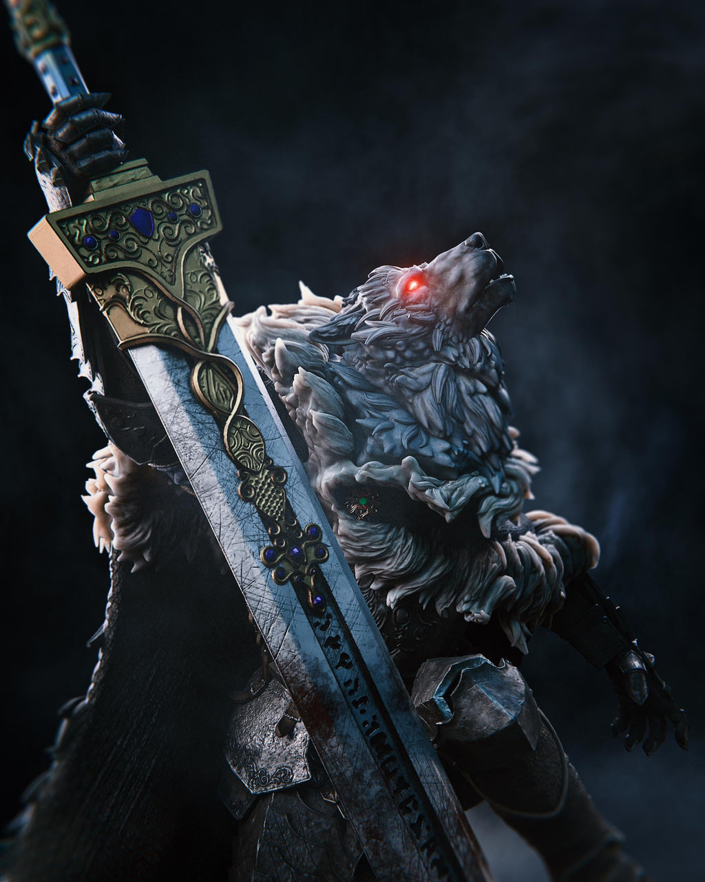 Blaidd the Half-Wolf Figurine: Elden Ring Resin Collectible - Hand-Painted or Unpainted