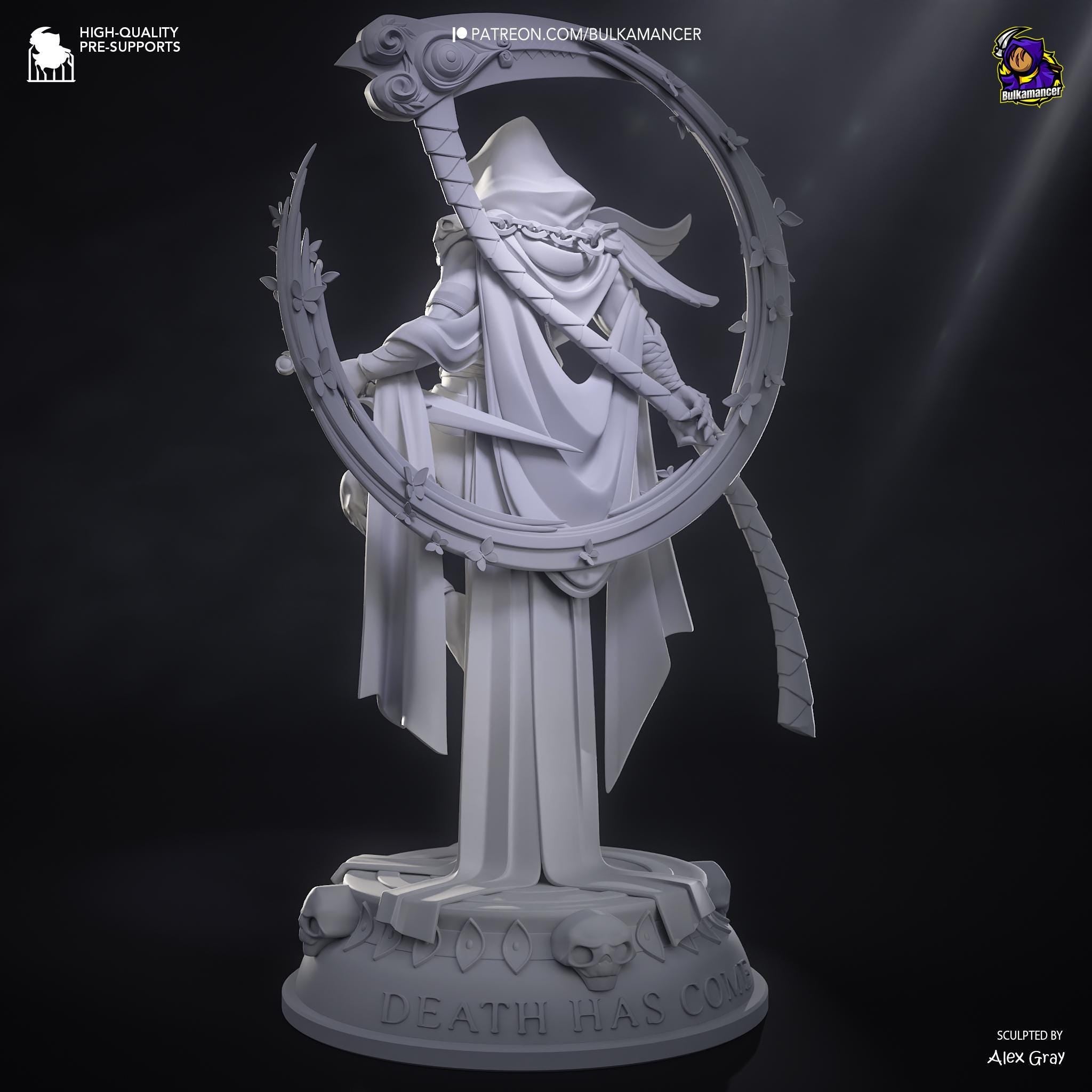 Estatua de Thanatos Pintada a Mano: Figura de Arte Fantástico del Segador