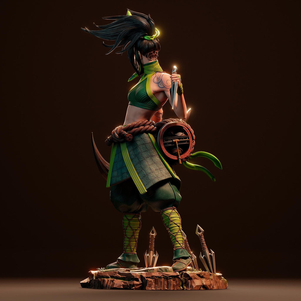 Hand-Painted Akali Figurine: 3D Printed League of Legends Statue