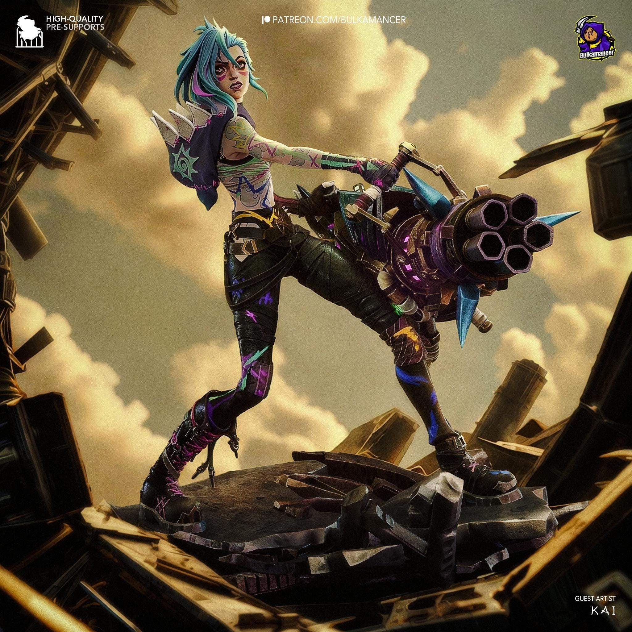 3D Printed Jinx Figurine: LoL Inspired Collectible Fan Art