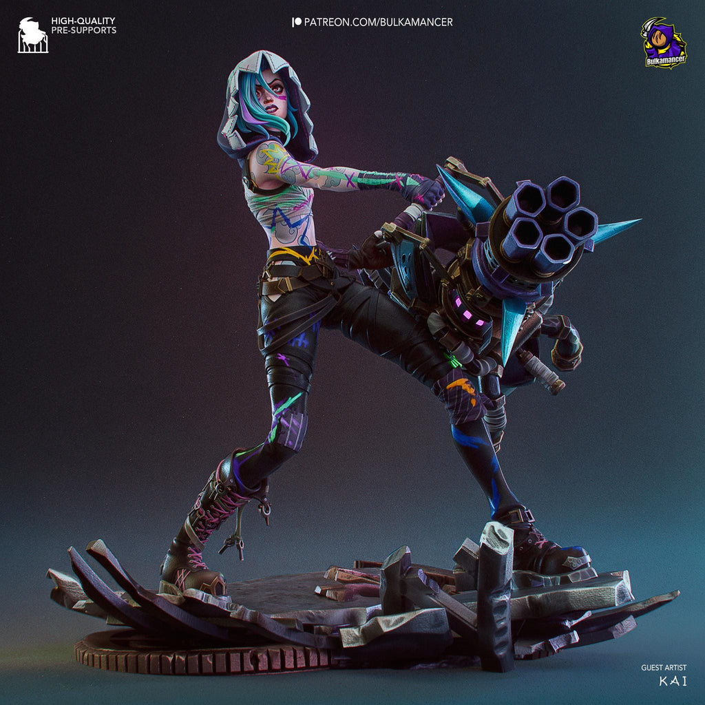 3D Printed Jinx Figurine: LoL Inspired Collectible Fan Art