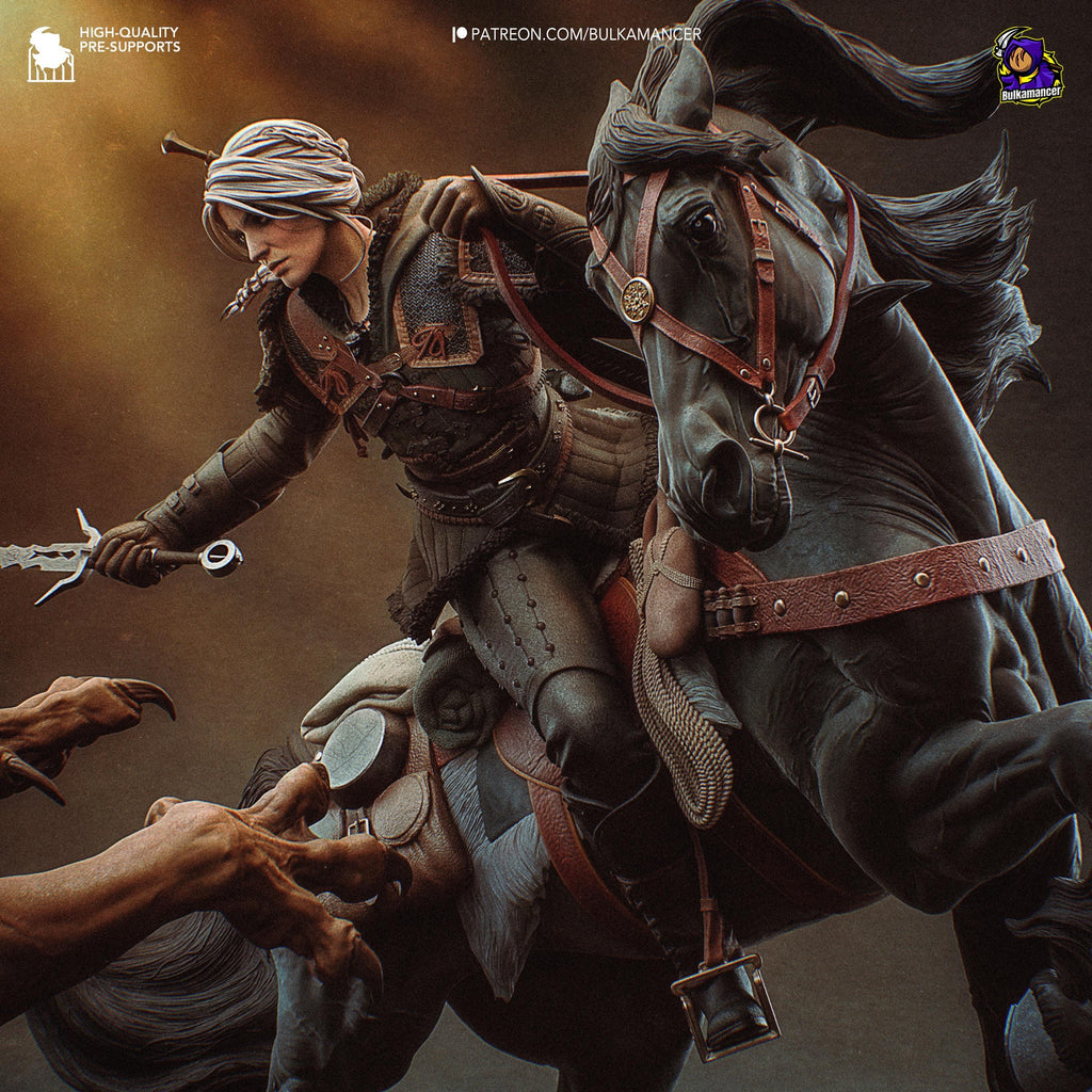 Ciri vs Manticore Diorama: Hand-Painted Resin Witcher Statue