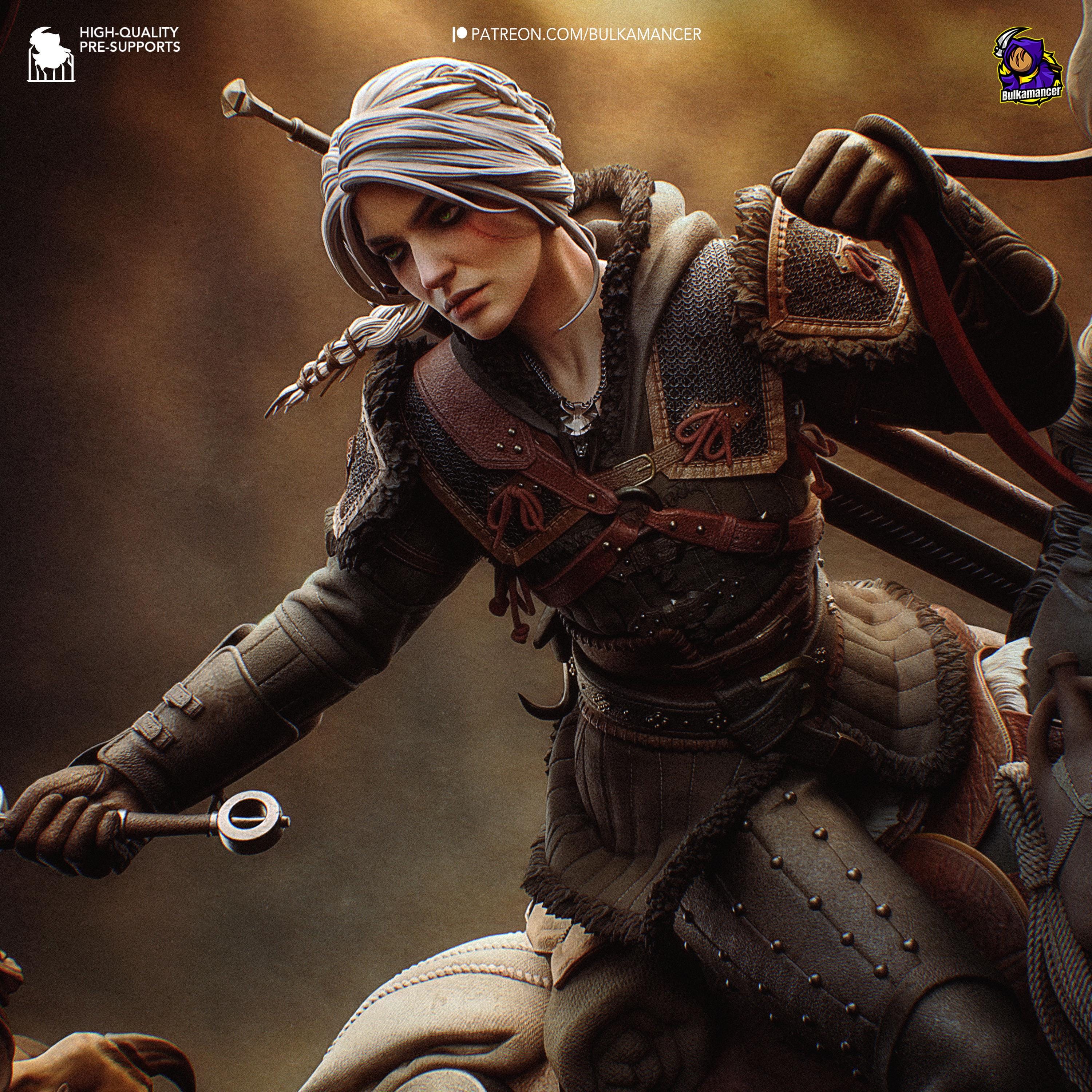 Ciri vs Manticore Diorama: Hand-Painted Resin Witcher Statue