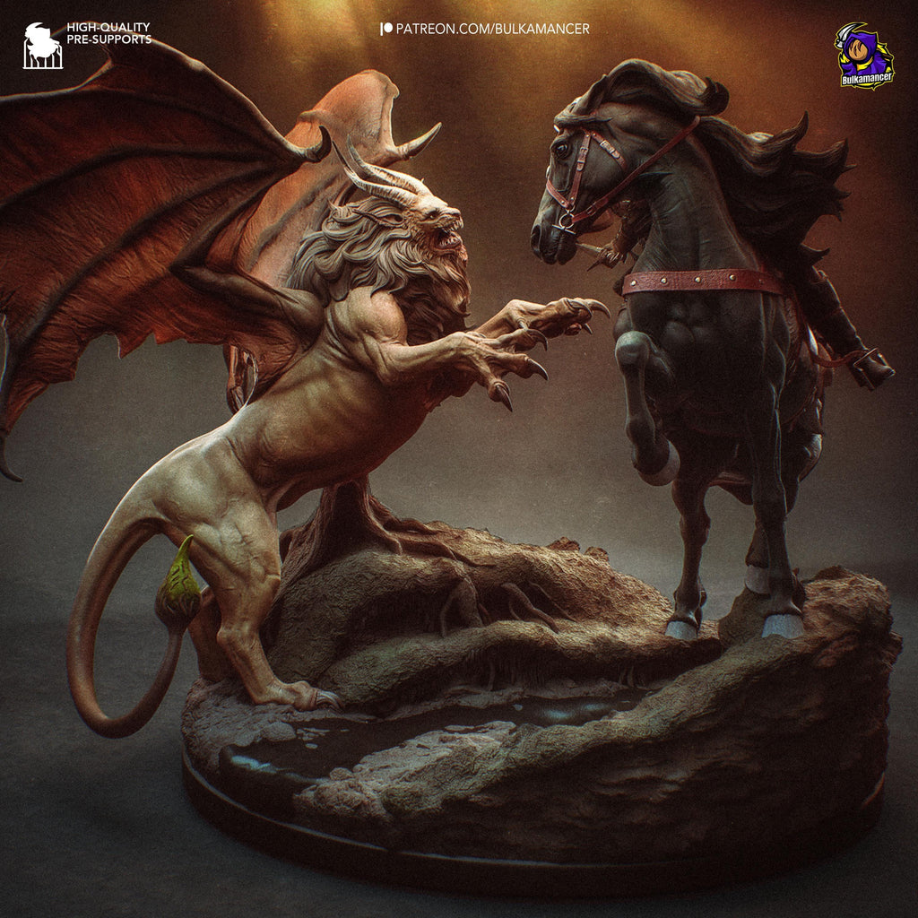 Ciri vs Manticore Diorama: Hand-Painted Resin Witcher Statue