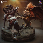 Ciri vs Manticore Diorama: Hand-Painted Resin Witcher Statue