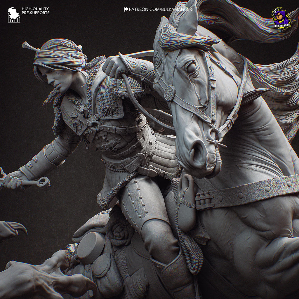 Ciri vs Manticore Diorama: Hand-Painted Resin Witcher Statue