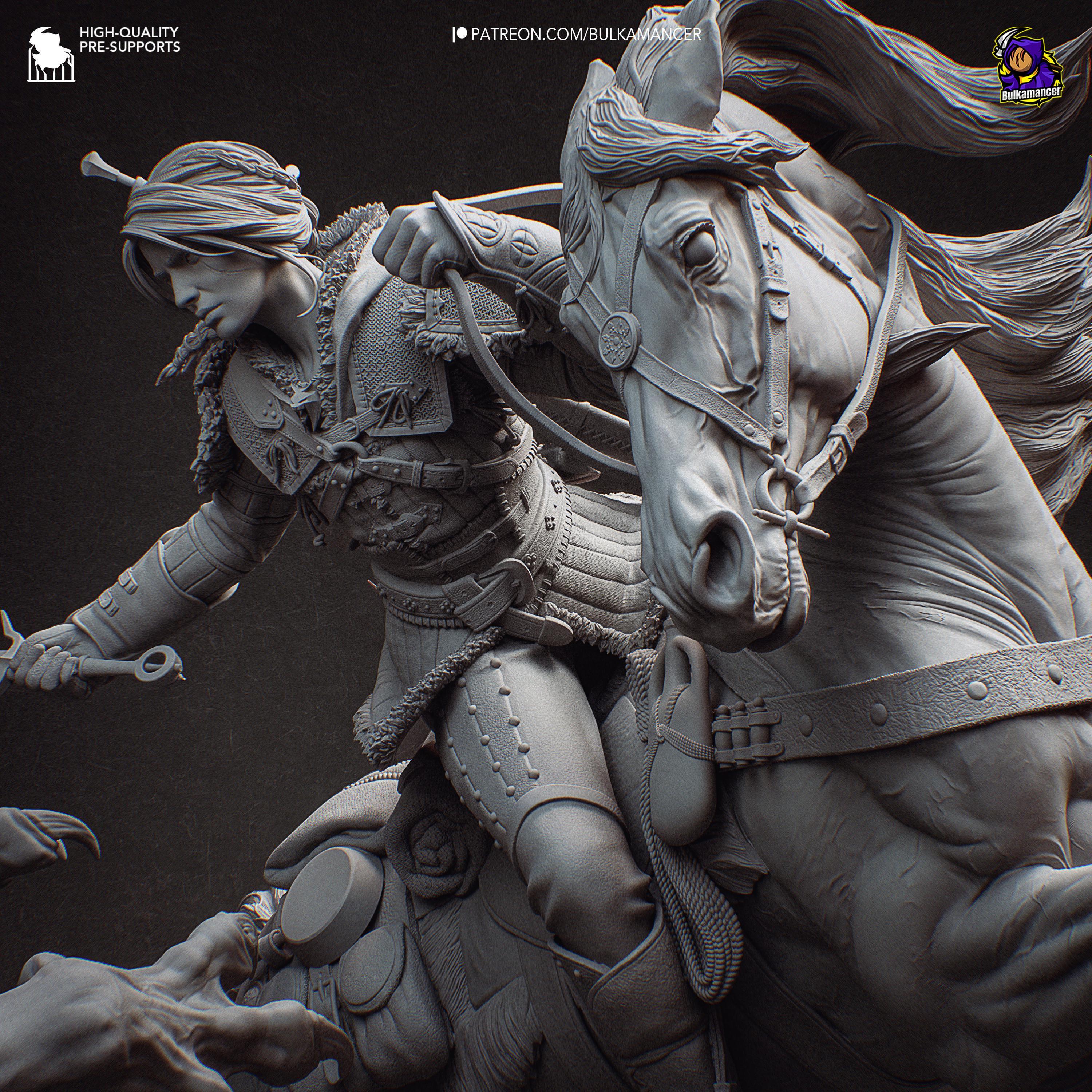 Ciri vs Manticore Diorama: Hand-Painted Resin Witcher Statue