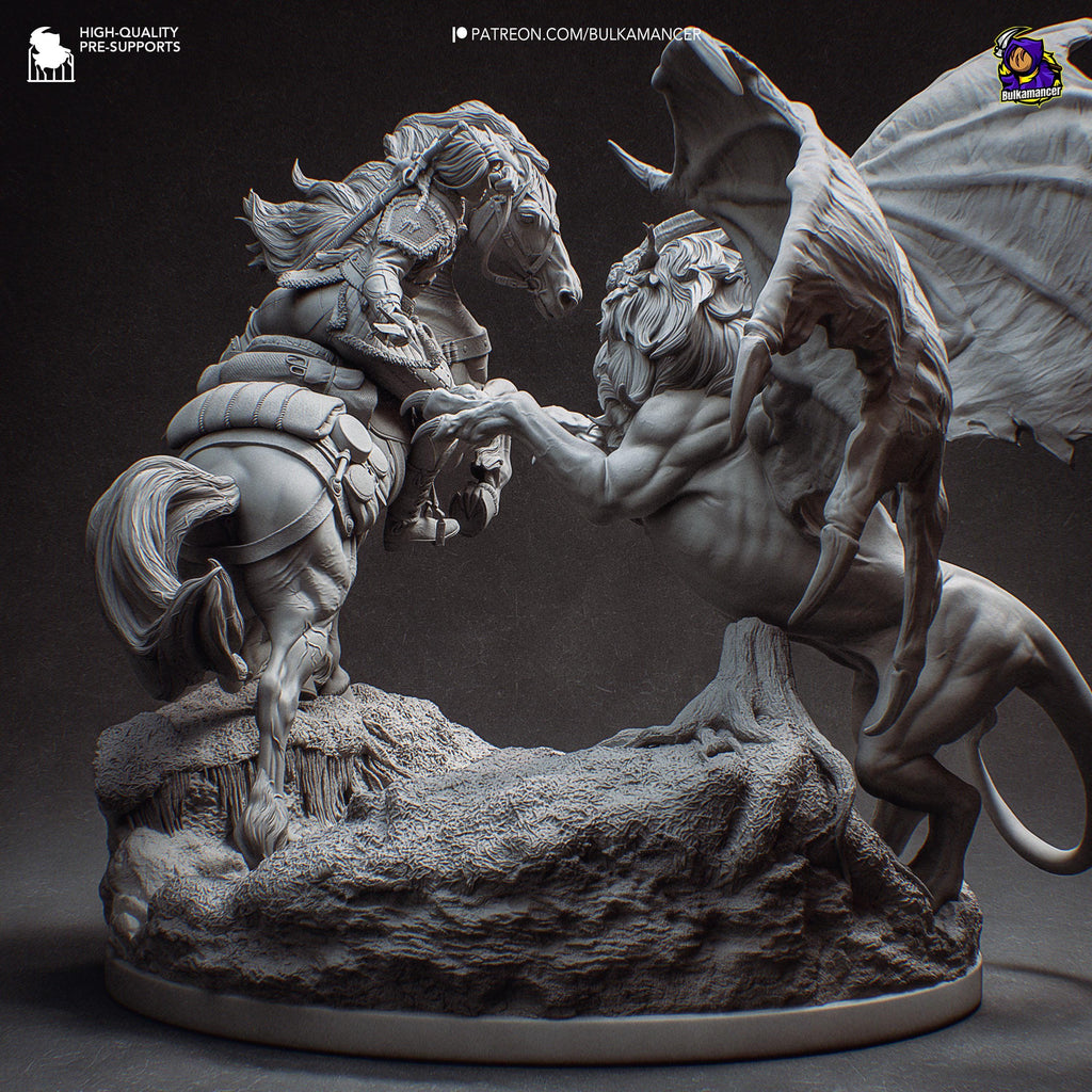 Ciri vs Manticore Diorama: Hand-Painted Resin Witcher Statue