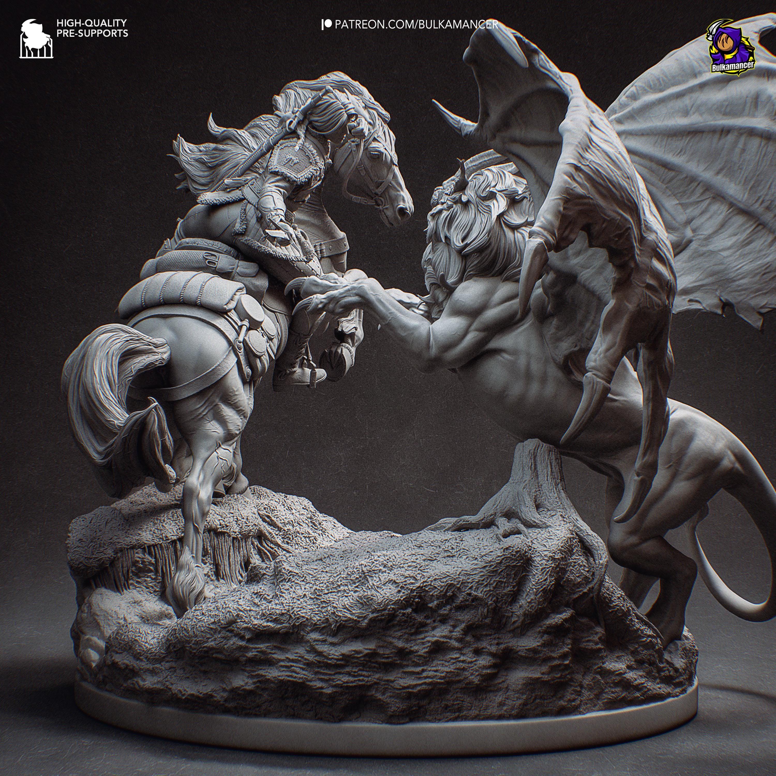 Ciri vs Manticore Diorama: Hand-Painted Resin Witcher Statue