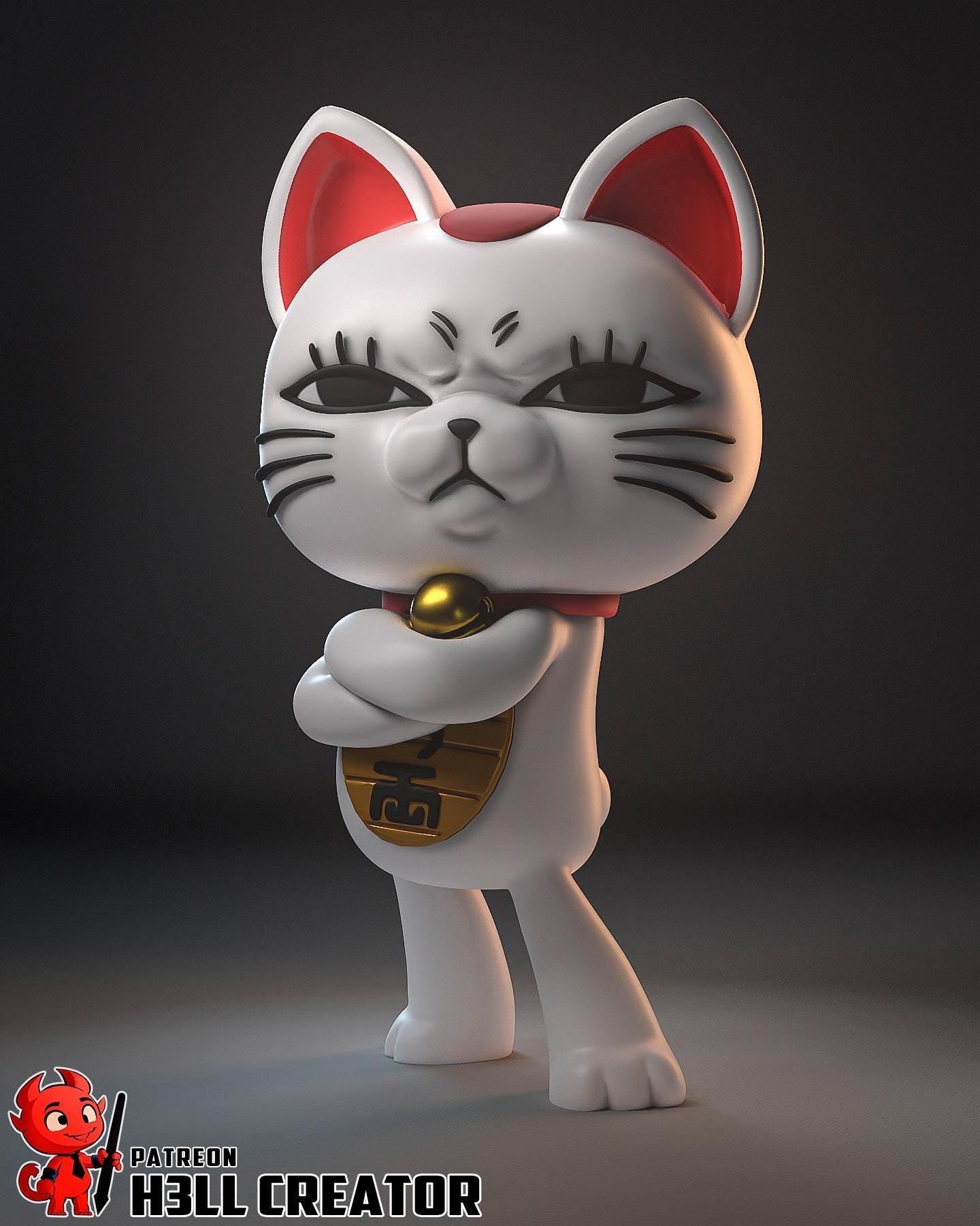 Anime Girl Diorama Statue / Momo Inspired Statue with Cat / Fan-Made Collectible Figure