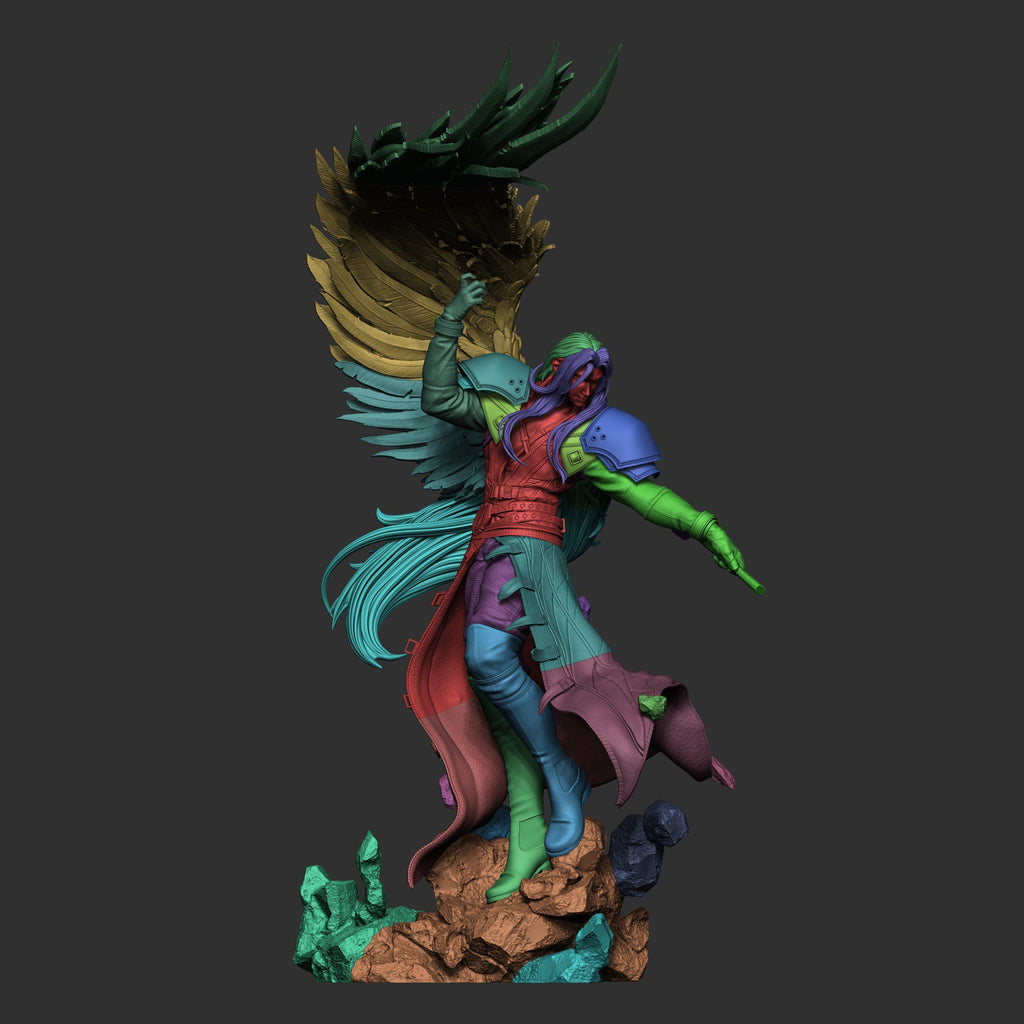 Sephiroth-Inspired Fan-Made Resin Statue / Custom Angelic Sword Warrior Collectible