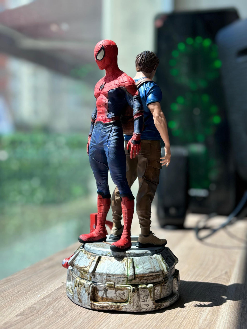 3D Printed Spiderman and Peter Double Boy Fan Art - Handmade Statue - Resin Diorama
