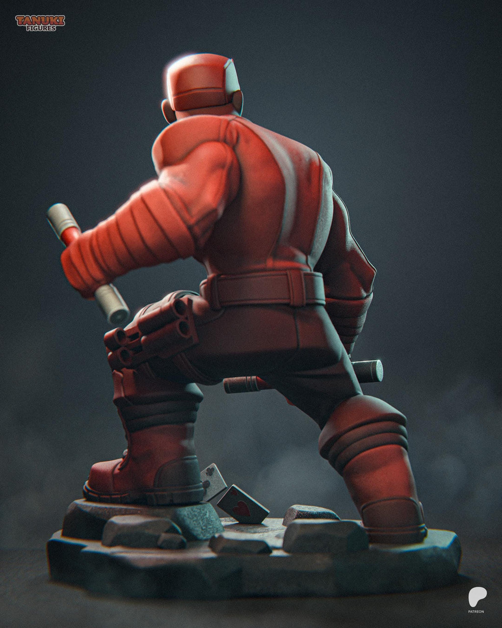 Daredevil Inspired Statue / Red Vigilante Resin Figure / Hand Painted Fan Made Collectible