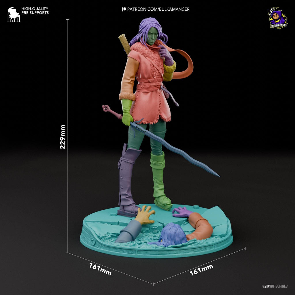 Hand-Painted Ciri Statue: The Witcher 3 Inspired 3D Print, 1/8 Scale