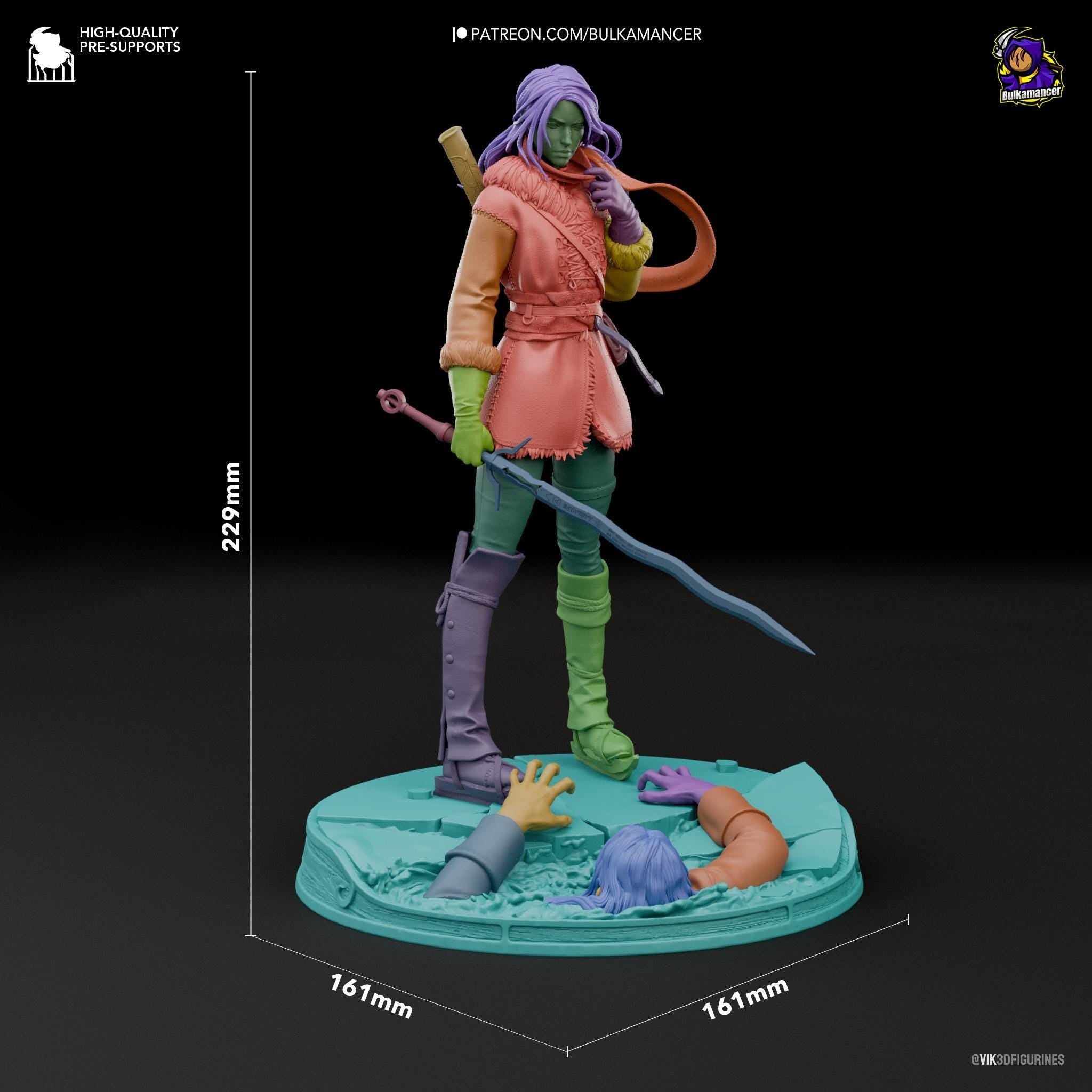 Hand-Painted Ciri Statue: The Witcher 3 Inspired 3D Print, 1/8 Scale