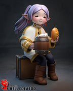 Frieren Inspired Chibi Elf Statue: Hand Painted Resin Collectible