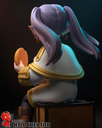 Frieren Inspired Chibi Elf Statue: Hand Painted Resin Collectible