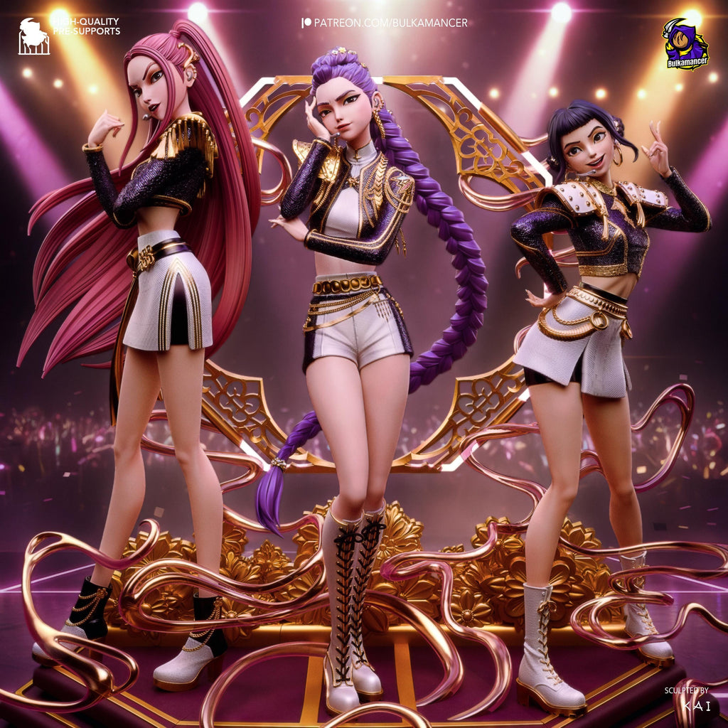 K-Pop Idol Diorama: Hand-Painted Resin Statue Set - Rumi, Zoey, Mira
