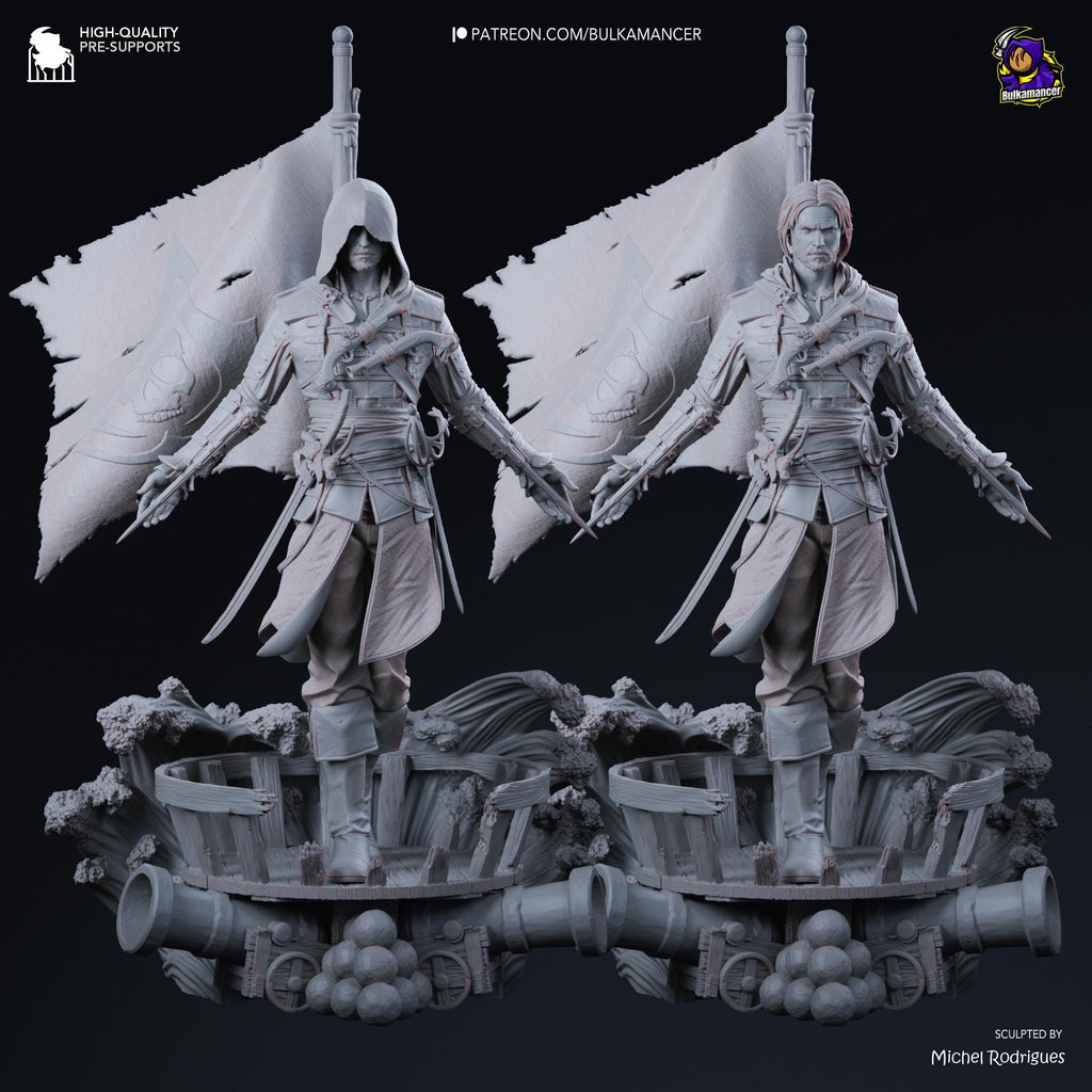Hand-Painted Edward Kenway Resin Statue: Limited Edition Pirate Collectible