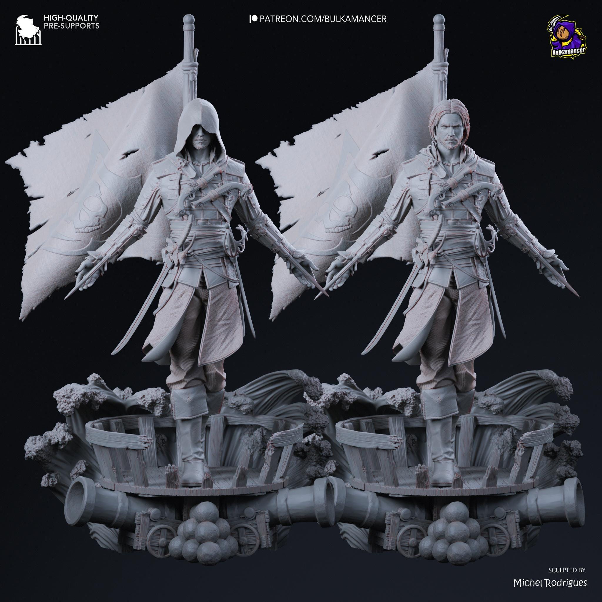 Hand-Painted Edward Kenway Resin Statue: Limited Edition Pirate Collectible
